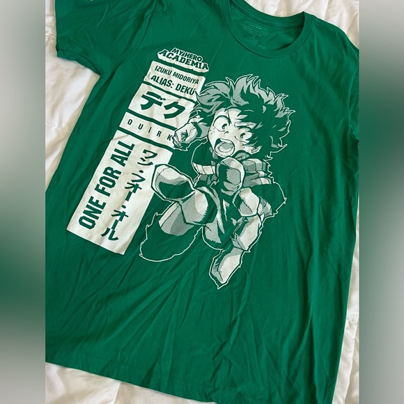 L My Hero Academia Adult New T-Shirt - Deku Izuku Midoriya Stats Boxed Green - Picture 1 of 6